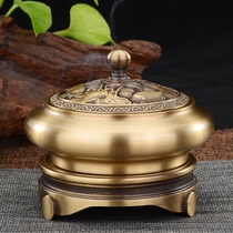 Pure copper incense burner with base Household indoor plate incense burner Aromatherapy furnace Antique sandalwood furnace incense furnace ornaments