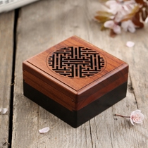  Mahogany portable dual-use sandalwood stove Solid wood plate incense burner incense holder Zen household square incense box tea ceremony ornaments