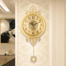 European alloy wall clock retro American atmospheric clock wall clock living room clock wall clock luxury mute hanging watch Wall
