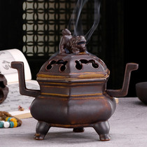 Large antique plate incense burner Household indoor incense stove Agarwood sandalwood stove Home tea ceremony Ceramic incense burner