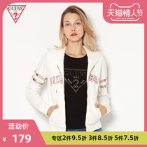 Guess women's letter logo hooded zipper sweater-q84q07r5fc0