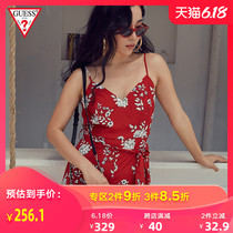 Guess 2020 women's fashion suspender splicing one piece wide leg pants-q80d18r91q0