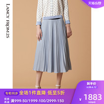 朗姿半身裙女2020春季新品仙女风气质中长款高腰百褶纱裙商场同款