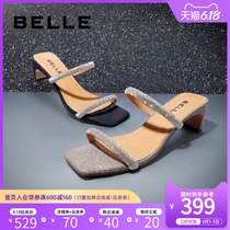 Belle star fairy cool slipper 2020 summer shopping mall New chunky heels with crystal slippers 3qu32bt0