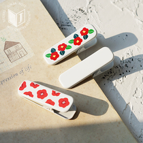 Junjia (hand tent clip) Japanese metal hand account clip subnet Red Pat small red flower pure white ticket clip