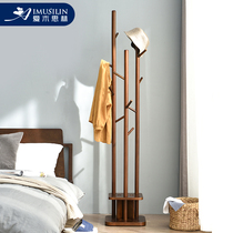 Solid wood coat rack Floor-to-ceiling bedroom hanger Living room household simple floor-to-ceiling shelf Vertical clothes shelf rod
