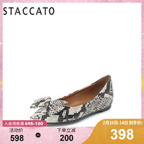 Sigatu 2019 autumn new pointy shallow bow casual print flat sole women's shoes q3608cq9