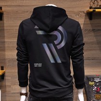 European and American style mens long sleeve clothes Korean trend personality casual thin slim youth pullover hooded clothes men