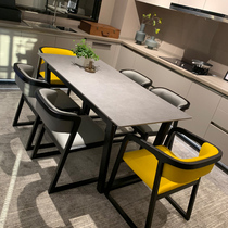Nordic imported rock board dining table and chair combination modern simple household solid wood small apartment white wax wood dining table negotiation table