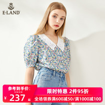 ELAND2020 summer new fresh floral doll collar shirt shirt female loose and thin EEBWA87Q4I