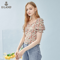 Eland2020 new summer fresh floral short shirt with bubble sleeve women's eebwa66q4i