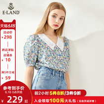 Eland2020 new summer fresh floral baby collar shirt top women's loose and thin eebwa87q4i