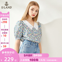 Eland2020 new summer fresh floral baby collar shirt top women's loose and thin eebwa87q4i