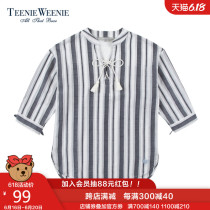 Teenie weenie bear stripe Korean style shirt summer girl fresh ttba72695q