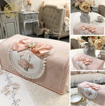 Mr. White Home New Pink Simple and Cute Tea Towels Box Powder Blue Italian Velvet Tamper Box