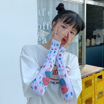 Summer cuff thin section Ice Silk Handmaid Bike Outdoor Casual Arm Sleeve Japan printed little frescoed sleeves