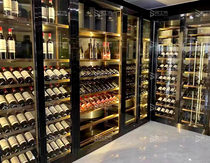Beijing stainless steel tempered glass double door room temperature wine cabinet Rose gold rack constant temperature basement wine cellar