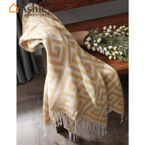 Ashley Ai Shili Nordic Leisure Blanket Model Room Sofa Soft Knitted Tassel Blanket Bed End Blanket Yellow Take Blanket