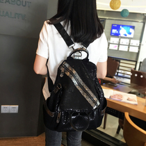 Portable double shoulder bag package woman 2022 new Korean version 100 lap bright sheet fashion large capacity bag travel backpack Dual use