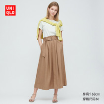 Women's linen mixed long skirt (with belt) 425377 UNIQLO
