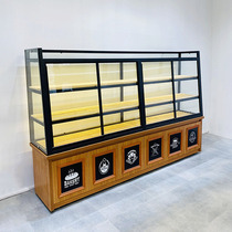 Bakery cabinet solid wood island cabinet moving door side cabinet display cabinet cake shop model cabinet display rack commercial multi-layer glass