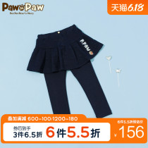 Pawinpaw cartoon cubs new summer girls' fake pleated skirt pants Navy Princess 2020