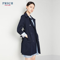 PRICH2020 spring new Slim commuter lady solid color double breasted trench coat PRJTA1120Q