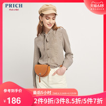 Prich spring new square collar commuter elegant Plaid ladies shirt prba91112q
