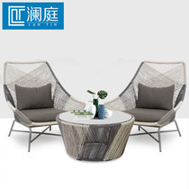 Balcony Fujii Chair Three Sets Home Balcony Small Table And Chairs Minima Casual Rattan Chair Tea Table Combined Rattan with outdoor table and chairs