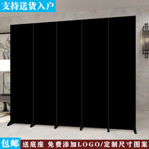 Solid color pure black screen partition folding mobile customization company fitting room bridal shop background wall occlusion folding screen