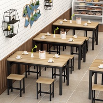 Dining table and chair combination commercial canteen breakfast restaurant restaurant fast food snack bar restaurant rectangular table set