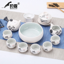 Leopard Lin Snow Kung Fu Tea Tea Set Small Set Ceramic Household Products Tea Cup Teapot Cover Bowl Tea Tea Tea Road Combination