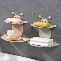 Bathroom non-punch double suction cup soap box creative wall hanging soap holder drain soap box toilet rack