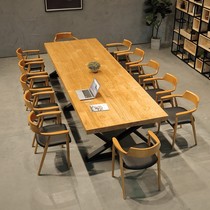 Solid Wood Meeting Table Long Table Brief Modern Office Strip Table Bench Nordic Large Negotiate Table And Chairs Combination