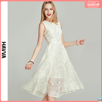 Havva2020 summer new chiffon skirt super fairy waist show thin sleeveless A-line dress temperament q4120