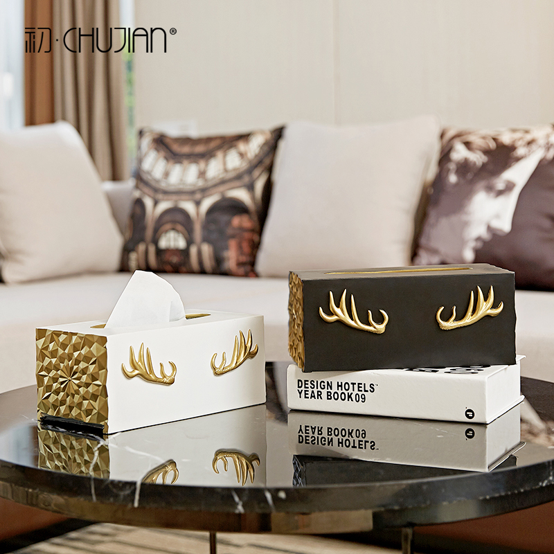 19 04 Nordic Deer Towel Box Model Room Soft Decoration Living Room Creative Simple European Drawing Box Household