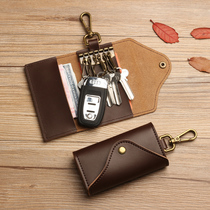 Key Bag Men Retro Cow Leather Multifunction Waist Hanging Large Capacity Key Button Car Lock Spoon Bag Woman Style Door Card Bag