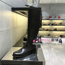 Special counter authentic simatu 2019 winter new style square heel warm thin tube plush leather boots women's boots q9301