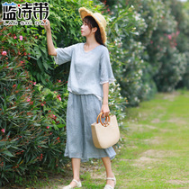 Cotton and hemp Tang suit top improved Han suit Chinese style women's tea dress Chinese style Zen suit tea dress women's Zen Art