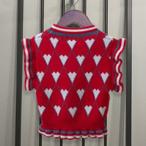 Baby girl vest spring and autumn 2021 New Love waist lace sleeve sweater vest cuddle autumn dress