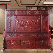 Chinese antique solid wood double-sided engraving screen screen company hotel lobby feng shui partition Dongyang wood carving floor screen