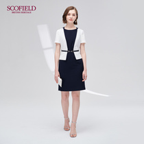 Scofield women's spring and summer commuting holiday two piece design contrast fit short sleeve dress sfow92511q
