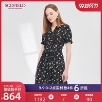 SCOFIELD Women's Print Slim Fold Design Mulberry Silk Dress Women's New SFOW92515Q