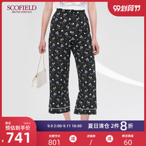 SCOFIELD Women's New Small Floral Side Zipper Mulberry Silk Casual Pants SFTC92504Q