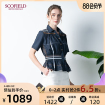 SCOFIELD Women's Fall 2020 New Waist Stripe Hem Ruffled Cotton Shirt SFBAA3704Q