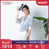 Scofield women's new summer 2020 Vintage vertical striped Quarter Sleeve Shirt sfbaa2600q