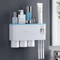  Automatic toothpaste squeezer artifact Wall-mounted household extruder set punch-free bathroom toothbrush rack