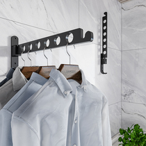 Punch-free balcony folding drying rack wall-mounted toilet hanging clothes pole bathroom wall artifact invisible