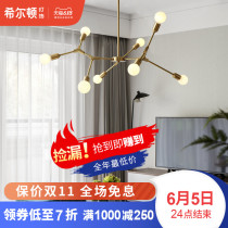 Q Hilton Nordic all copper molecular lamp creative living room chandelier simple modern bedroom dining room industrial wind lamp