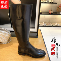 2019冬季简约方跟简约拉链套筒靴牛皮长靴女皮靴子Q9301DG9